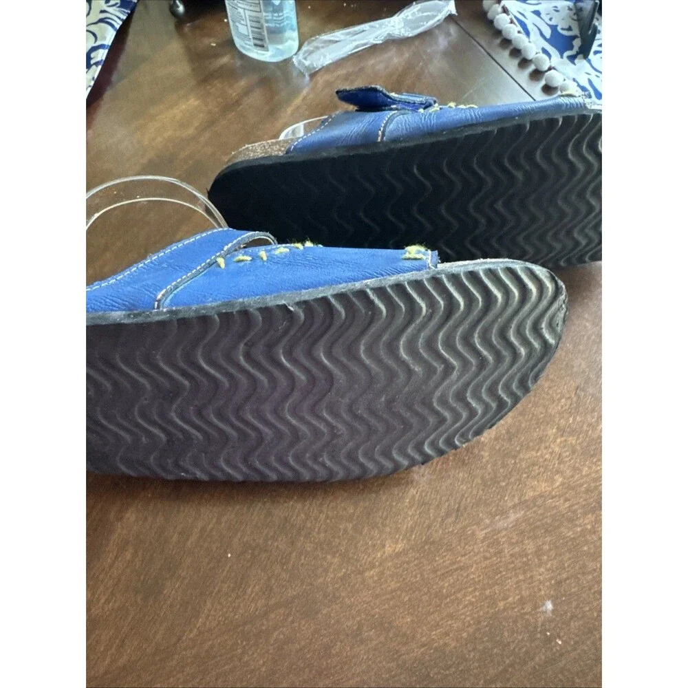 TMA EYES | Blue Leather Stitch-Accent Sandal - Women Size 8.5